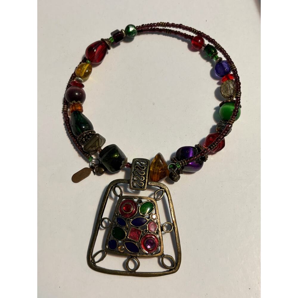 Treska Beaded Statement Necklace Multicolor Beads